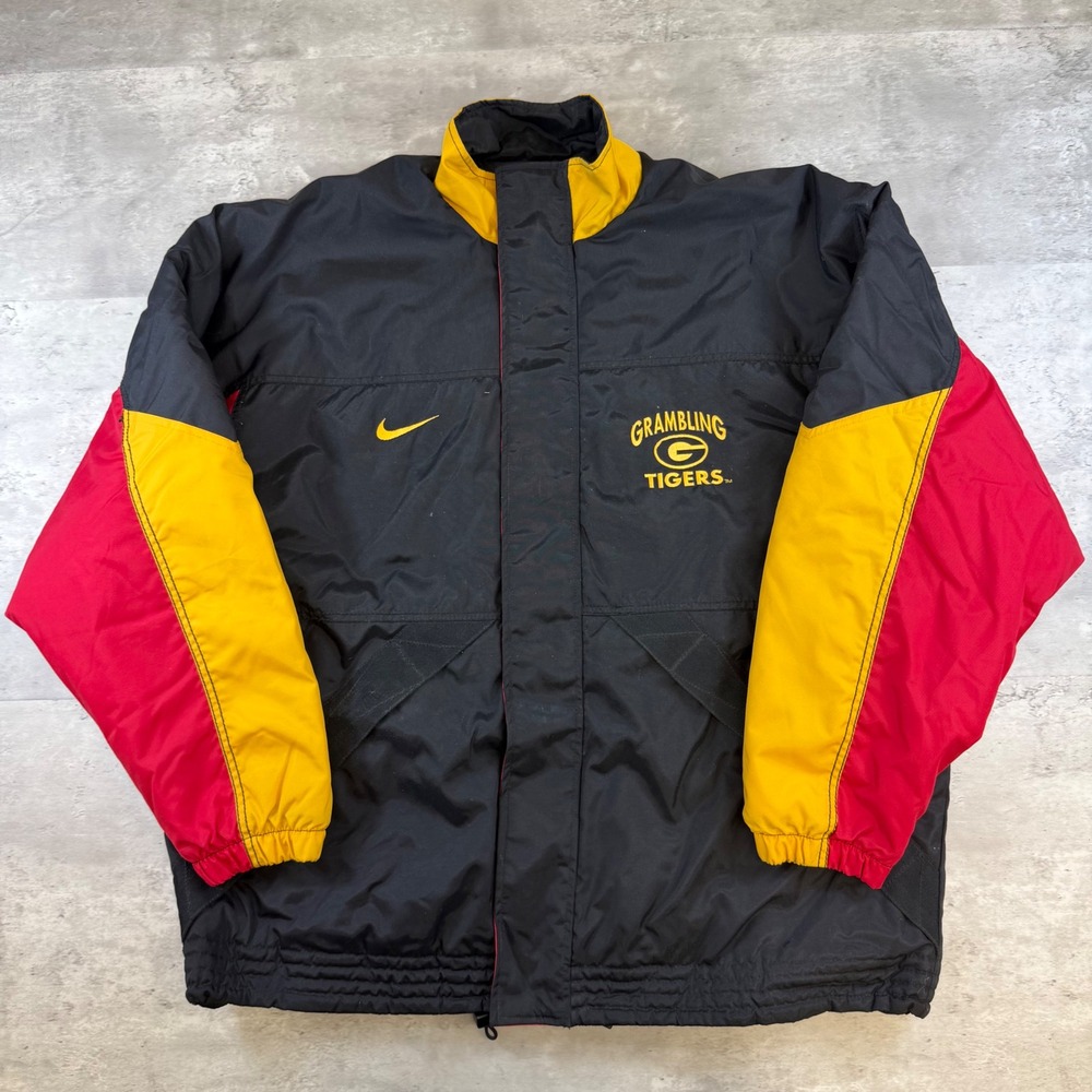 Vintage Nike Team Sports Grambling State Tigers Puffer Jacket XXL Black Gold Red